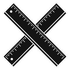 Crossed wood ruler icon. Simple illustration of crossed wood ruler vector icon for web design isolated on white background