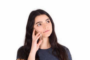 Woman talking on the phone.