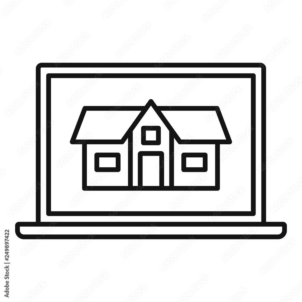 Poster business architect laptop icon. outline business architect laptop vector icon for web design isolate