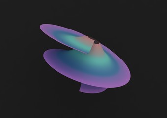 3D illustration colorful, multicolor abstract object on black background 