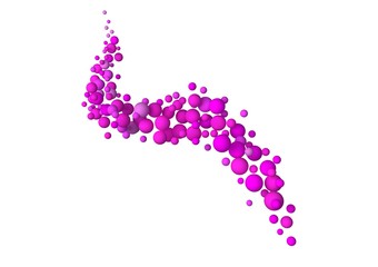 3d colorful pink balls ribbon on white background