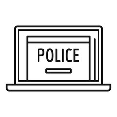 Police laptop icon. Outline police laptop vector icon for web design isolated on white background