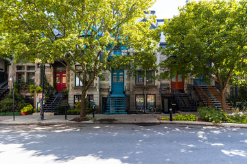 Fototapeta na wymiar Street houses in Montreal, Canada