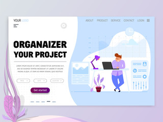 Project manager concept. flat style, on a white background