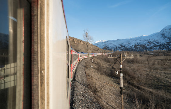 Train in Anatolia, River Euphrat