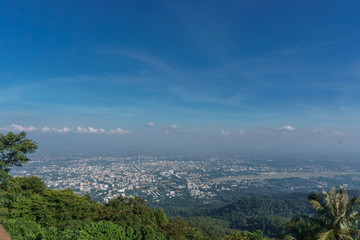 Chiang Mai city panoramic view from Doi Suthep temple in Thailand