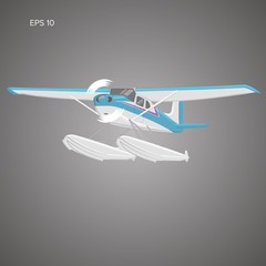Small seaplane isolated vector illustration