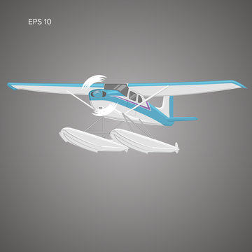 blue seaplane flying, side view clip art preview