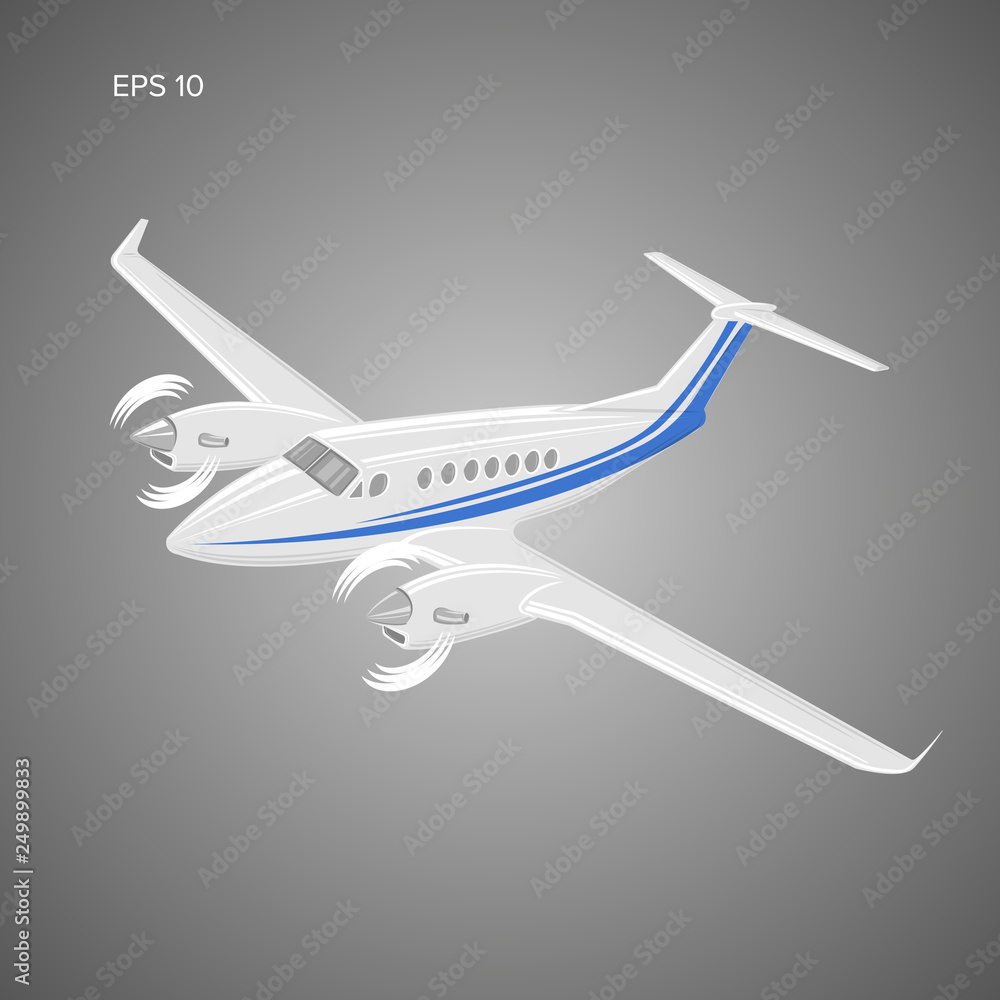 Wall mural private plane vector illustration. twin engine propelled aircraft. vector illustration.