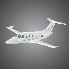 Small private jet vector. Business jet illustration. Luxury twin engine plane
