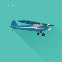 Small plane vector illustration. Single engine propelled aircraft. Air tours wehicle. Flat Design