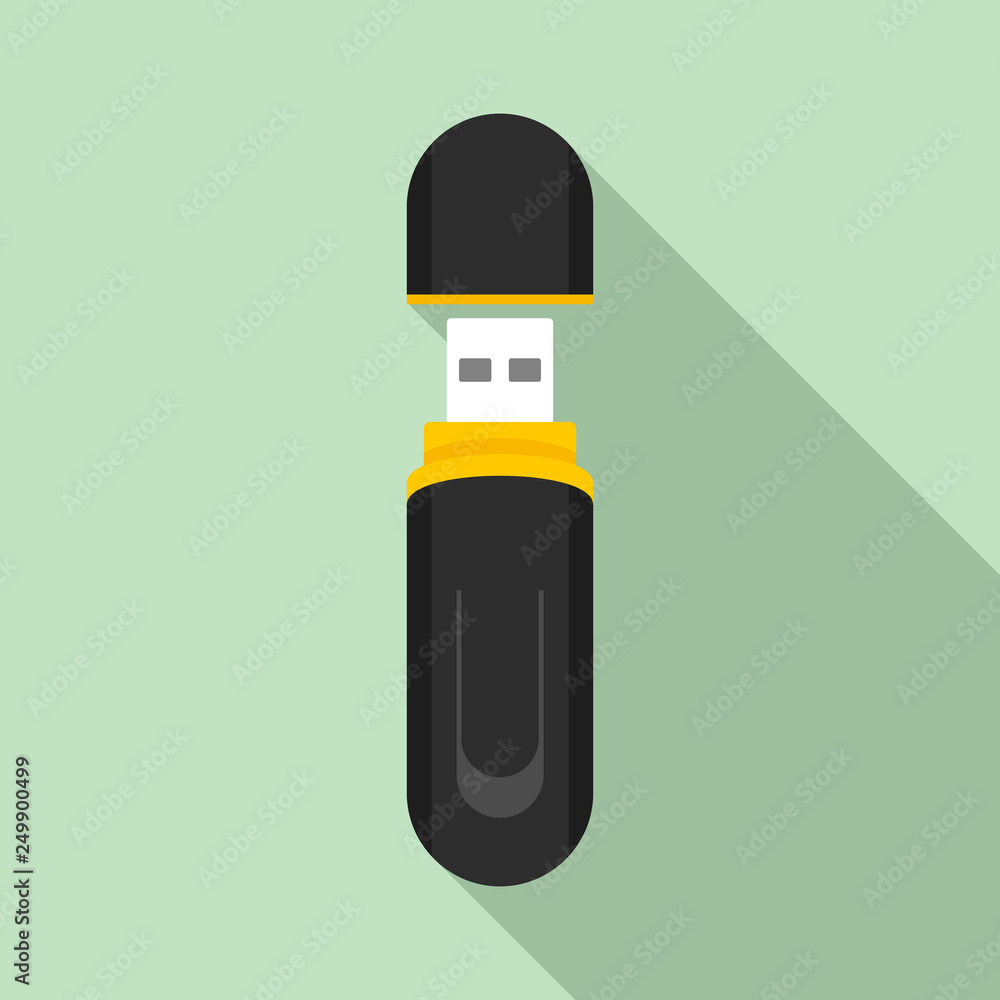 Poster usb flash icon. flat illustration of usb flash vector icon for web design