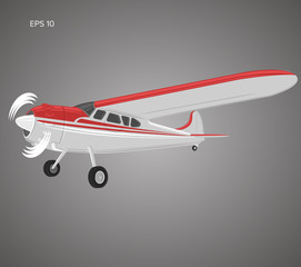 Vintage small plane vector illustration. Single engine propelled aircraft.