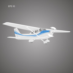 Small plane vector illustration. Single engine propelled aircraft. Vector illustration.