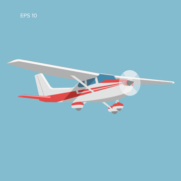 Small Plane Vector Illustration. Single Engine Propelled Aircraft.