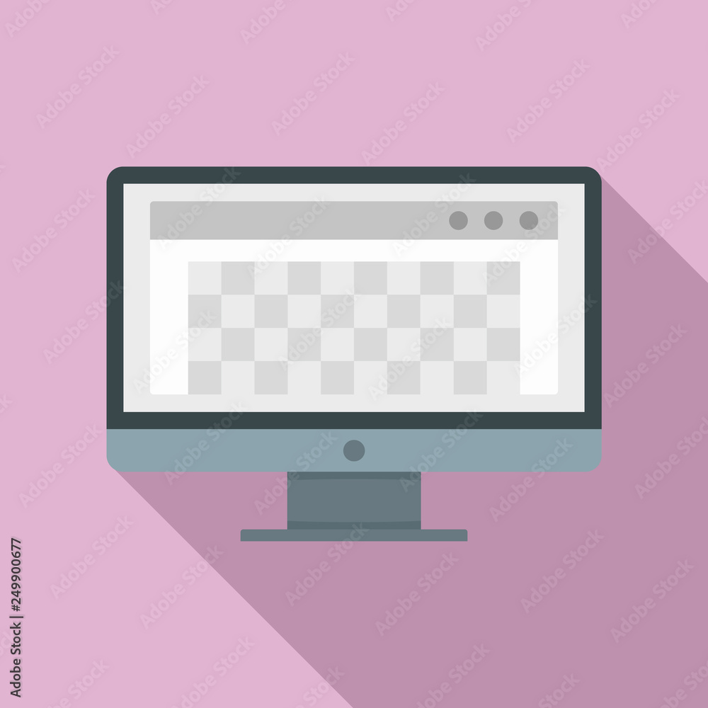 Poster desktop computer photo redaction icon. flat illustration of desktop computer photo redaction vector 