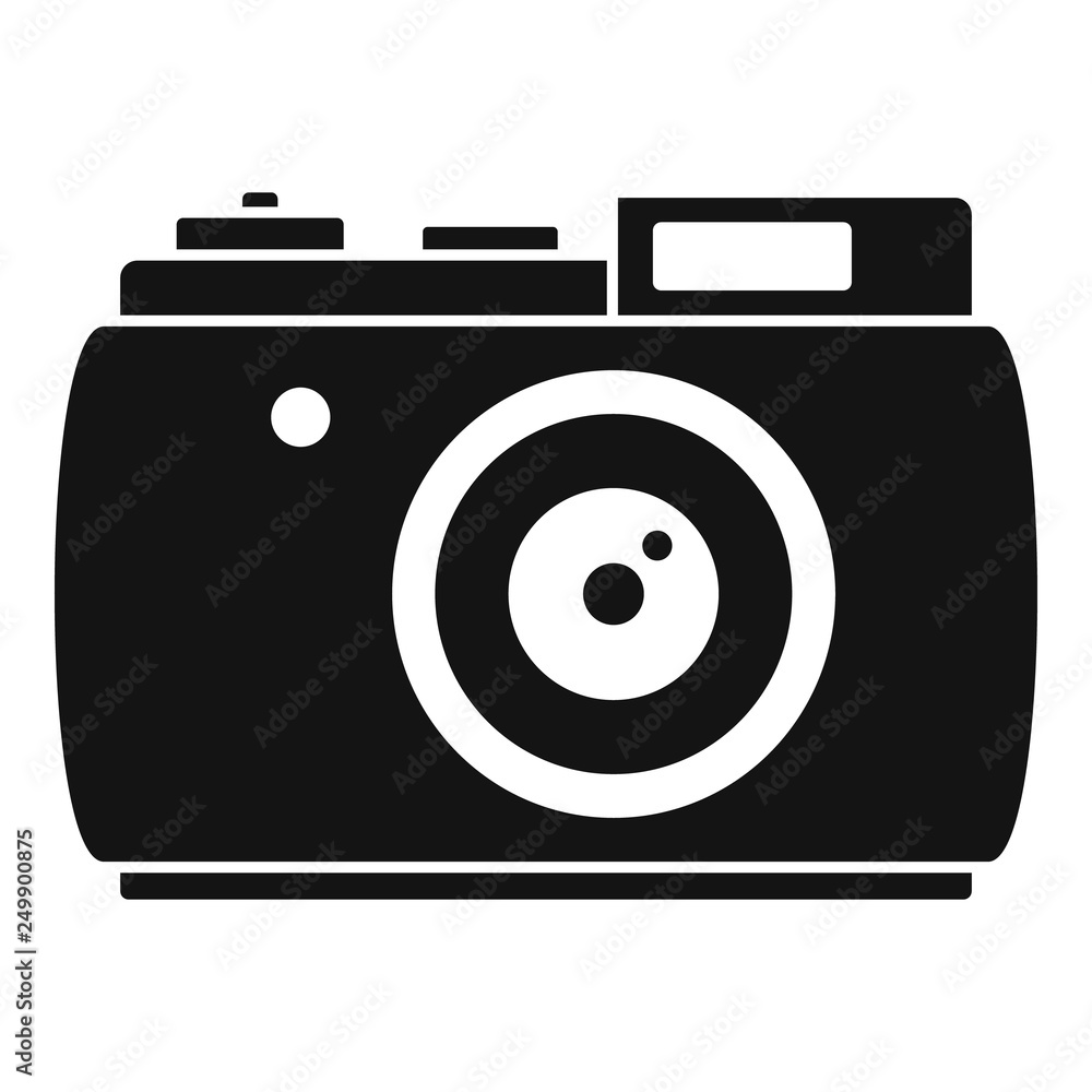 Poster retro camera icon. simple illustration of retro camera vector icon for web design isolated on white 