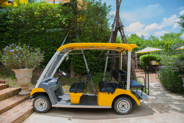 Yellow Golf Car, Yellow golf car from Thailand country