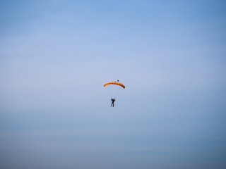 Skydiving. skydiver sky, view from the ground