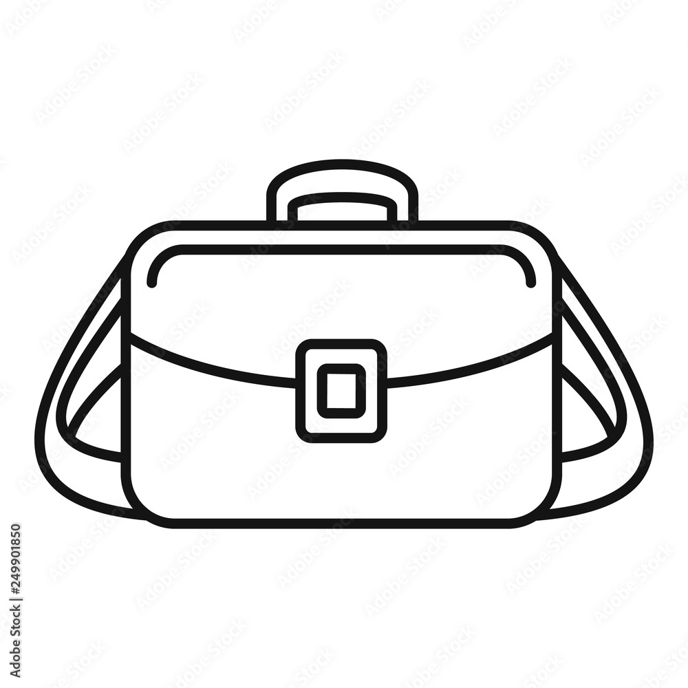 Poster camera bag icon. outline camera bag vector icon for web design isolated on white background