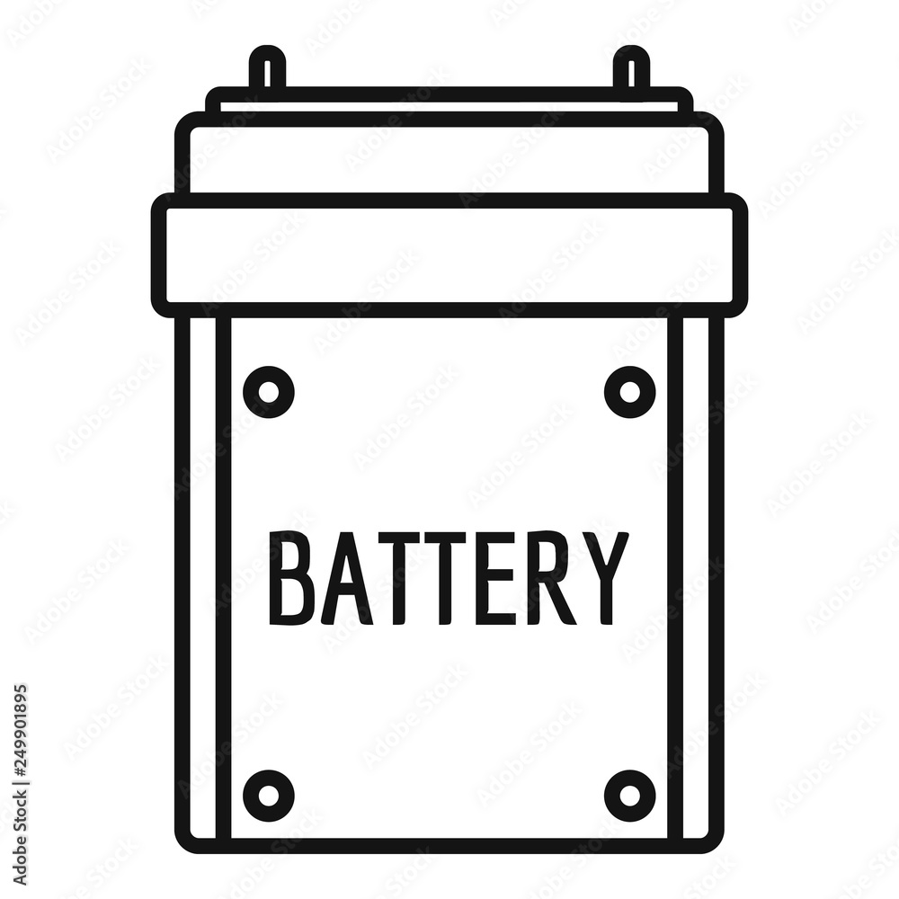 Poster camera battery icon. outline camera battery vector icon for web design isolated on white background