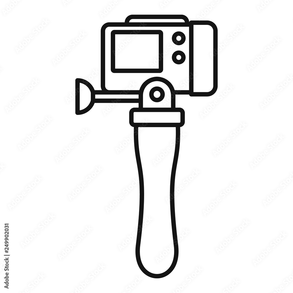 Poster hand stick camera icon. outline hand stick camera vector icon for web design isolated on white backg