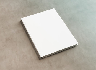 Blank hardcover book mockup on concrete 3D rendering