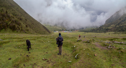 Humantay lake on Salkantay trek ,Peru, located in the Cordillera Vilcabamba, Cusco