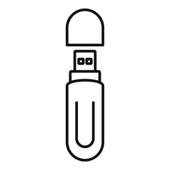 Usb flash icon. Outline usb flash vector icon for web design isolated on white background