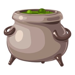 Magic potion cauldron icon. Cartoon of magic potion cauldron vector icon for web design isolated on white background