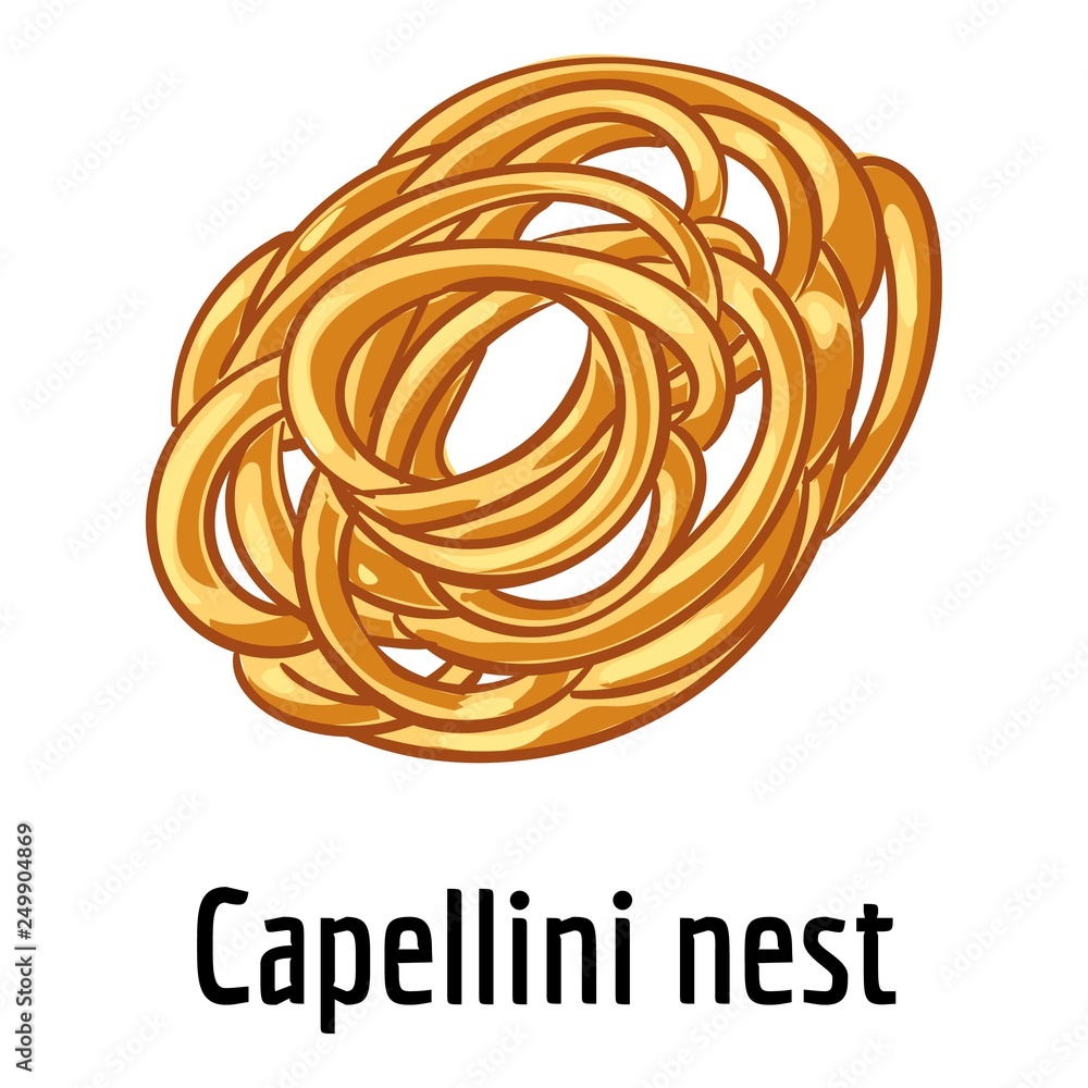Poster capellini nest icon. cartoon of capellini nest vector icon for web design isolated on white backgrou