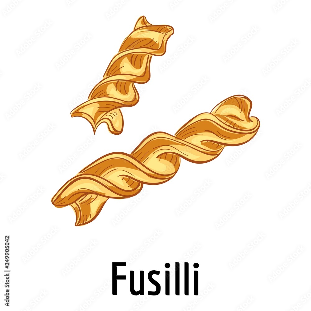 Poster fusilli icon. cartoon of fusilli vector icon for web design isolated on white background