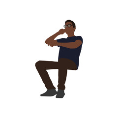 Sitting man with glasses