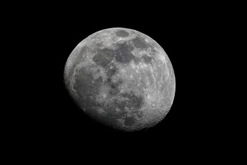 Gibbous moon, crescent quarter. Percentage of visibility 81%