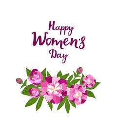 Happy Women's Day. Greeting card with peonies