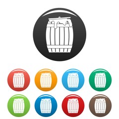 Honey barrel icons set 9 color vector isolated on white for any design