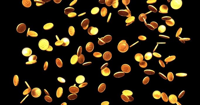 Gold Coins Rain (Three Levels of Density). Transparency Embedded in the Video.