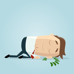 businessman resting on his laurels