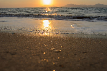 sunset on the beach on island Kos