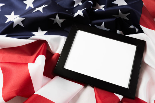frame on American flag background - Image.