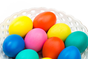easter eggs in white bowl
