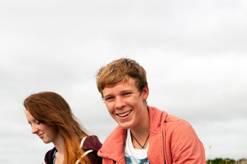 couple of teenagers hanging out - portrait