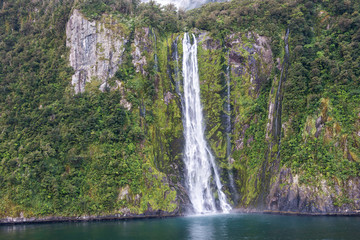 Fototapeta premium View of Stirling Falls in Milford Sound, Fiordland National Park, South Island, New Zealand