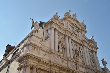 Fototapeta na wymiar Sculptures in Saint Moses church, Venice, Italy