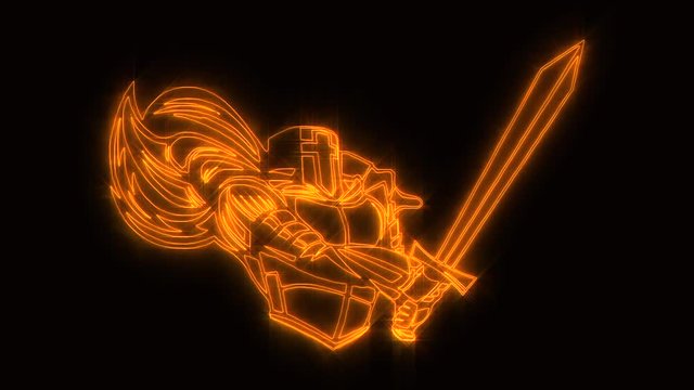 Burning Golden Knight Warrior Logo Loop Graphic Element
