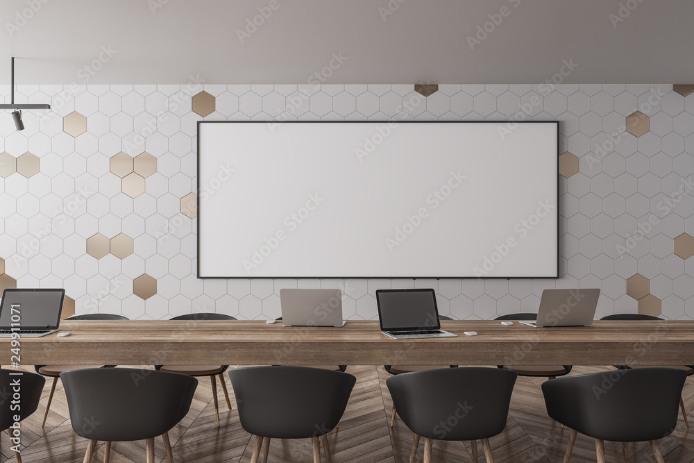 Wall mural Modern meeting room with poster