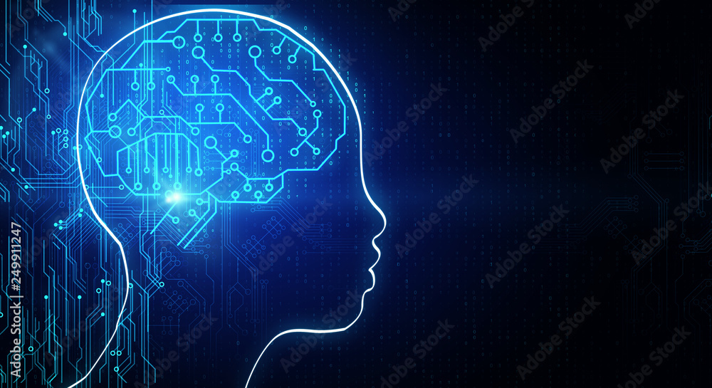 Poster artificial intelligence and internet concept