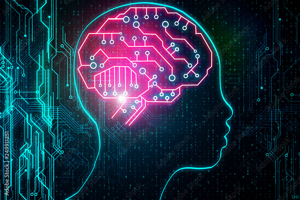 Poster artificial intelligence and space concept