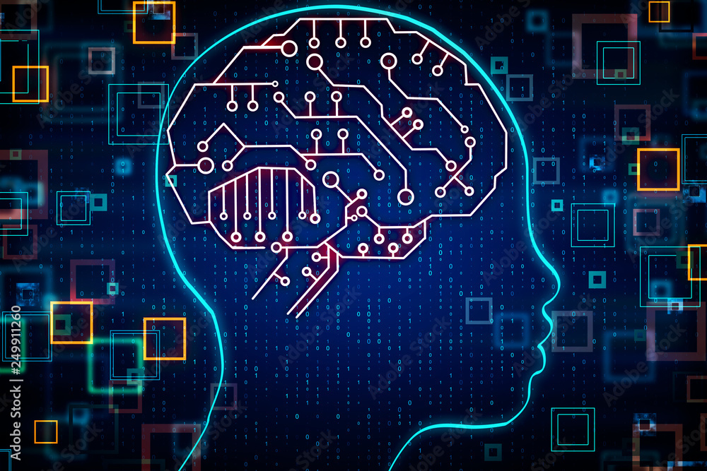 Aufkleber Artificial intelligence and coding concept