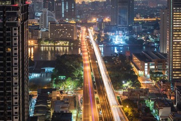 Bangkok traffic view at night